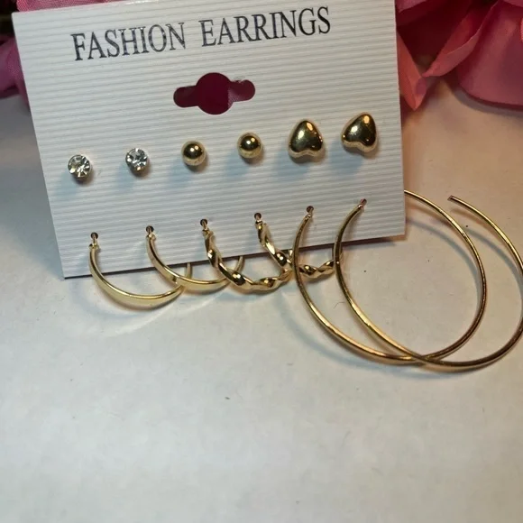 Fashion earrings set, artificial crystal, alloy pierced earrings - Picture 3 of 6